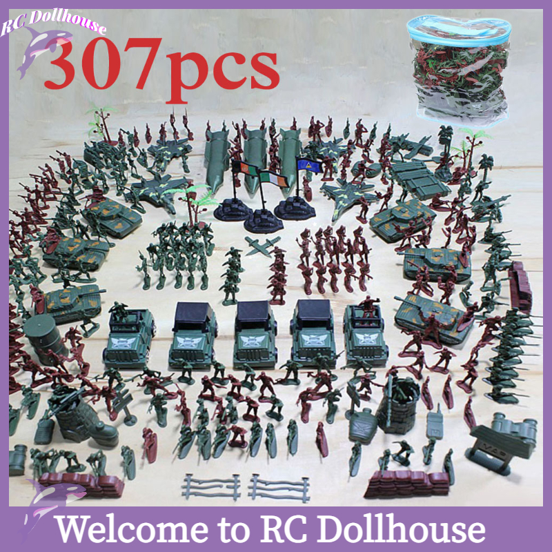 307pcs/lot Military Plastic Soldier Model Toy Army Men Figures Accessories Kit Decor Play Set
