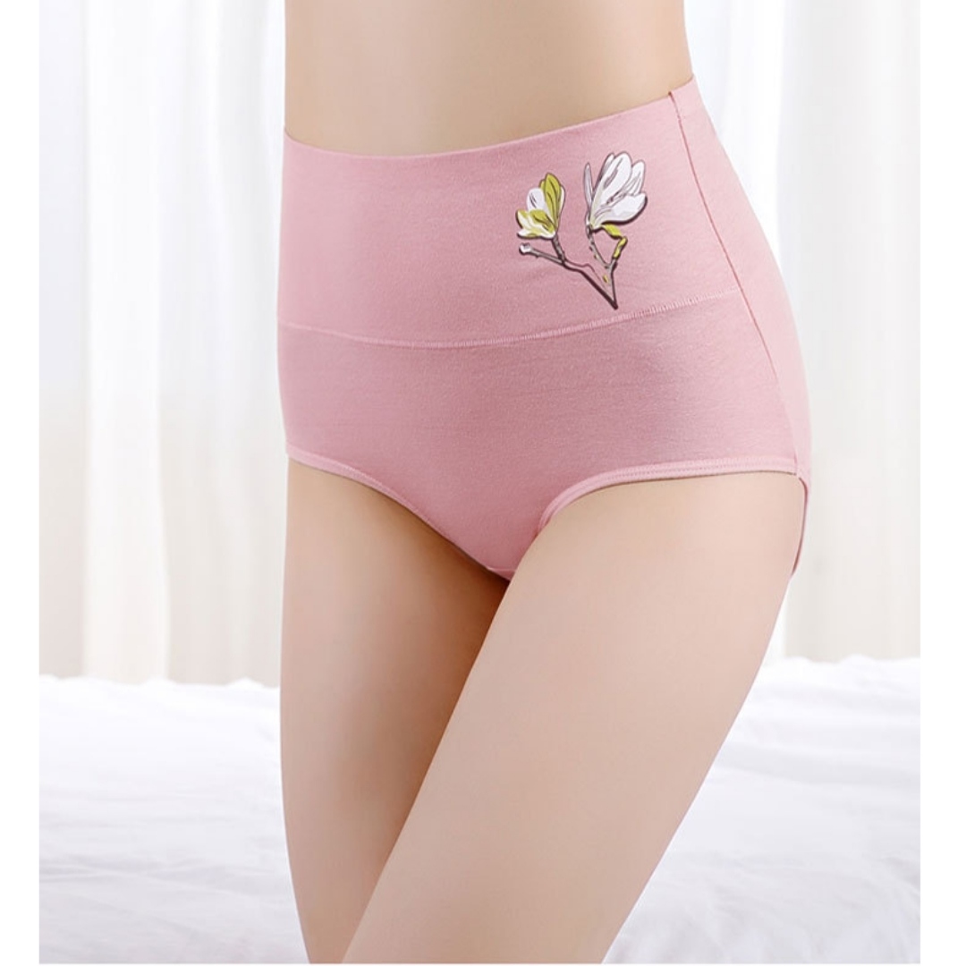 Bundle of 5Pcs)Woman High Waist underwear Ladies Panties Cotton