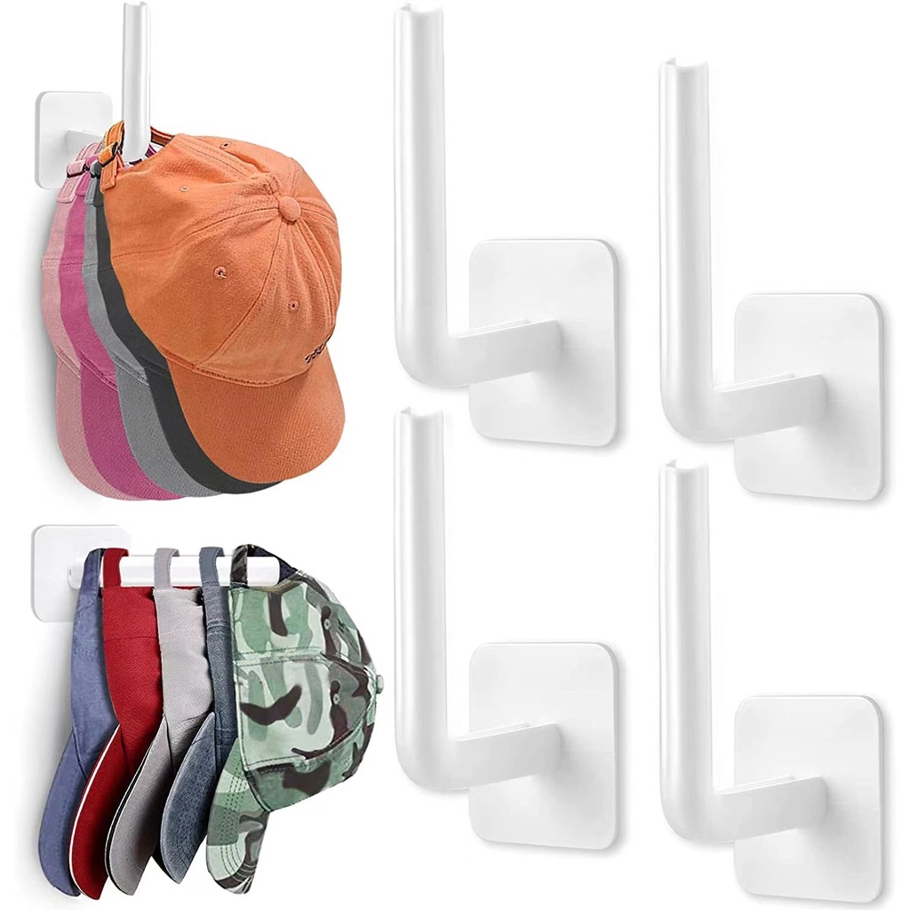2/4/6/8pcs Adhesive Hat Hooks for Wall Cap Hanger Storage Cap Organizer Hat Rack for Baseball Caps No Drilling Hat Holder for Door Closet