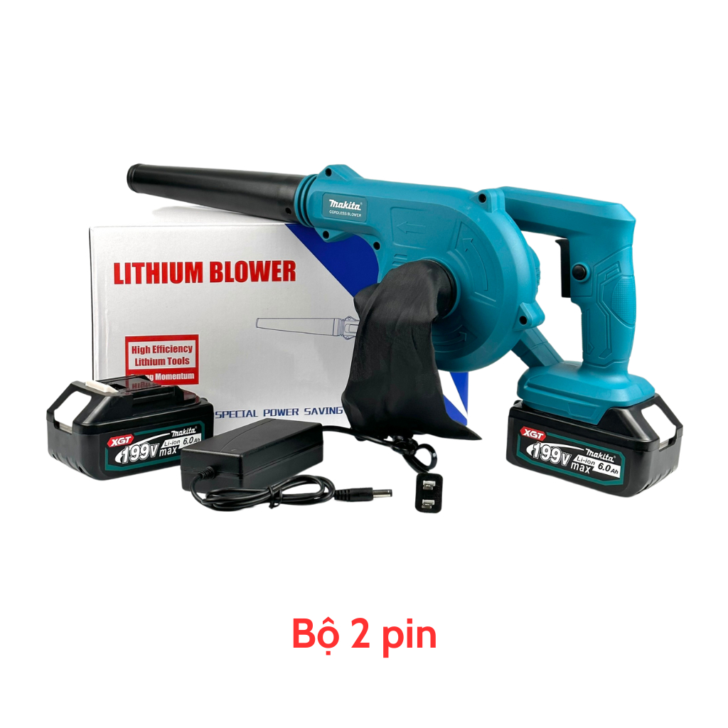 Máy thổi bụi cầm tay dùng pin Makita 199v, máy thổi hút bụi cầm tay công suất lớn 680W vệ sinh đa năng thổi khỏe sạch sẽ