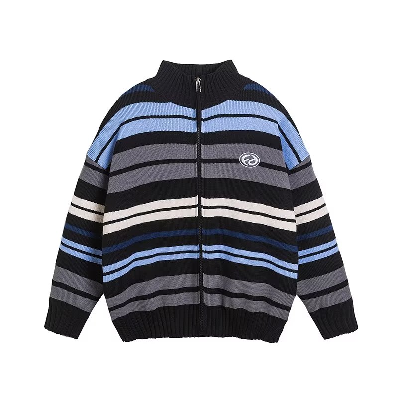 MOLAN Men's sweater street contrast color stitching sweater loose casual cardigan jacket