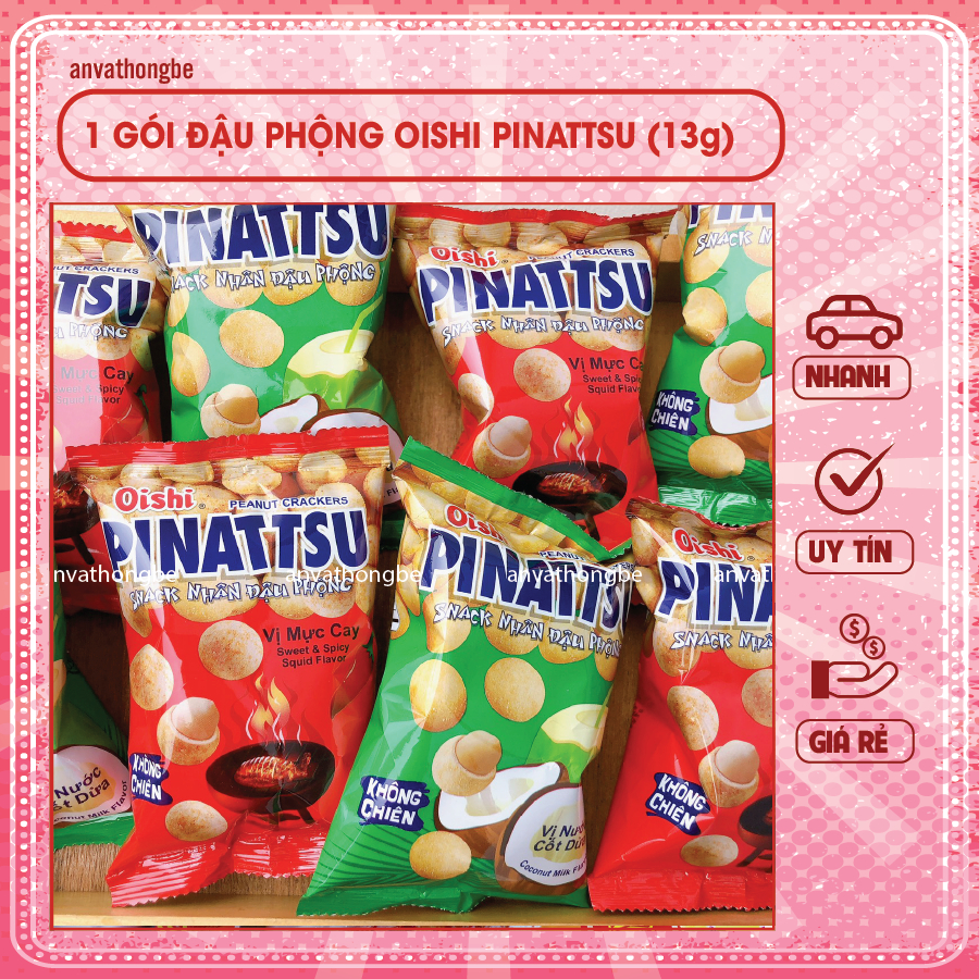 (Lẻ ) Đậu phộng oishi Pinattsu vị cốt dừa gói (13gr)