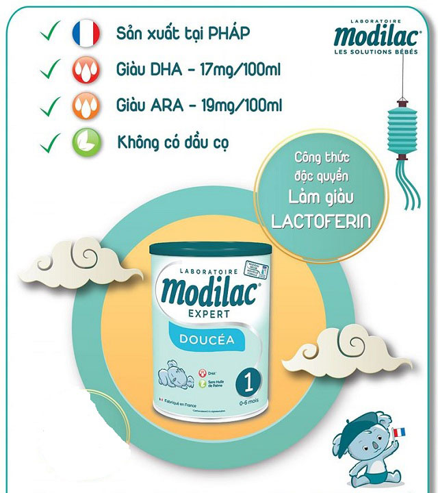 Sữa bột Modilac - chính hãng Pháp số 1 - 2 - 3 (lon 800g)