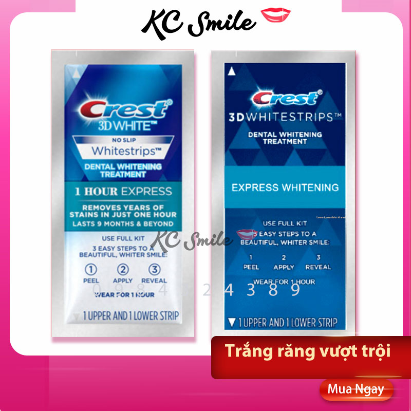 Set 7 Miếng dán trắng răng Crest 3D White 1 Hour Express - Làm trắng răng cấp tốc 1 giờ