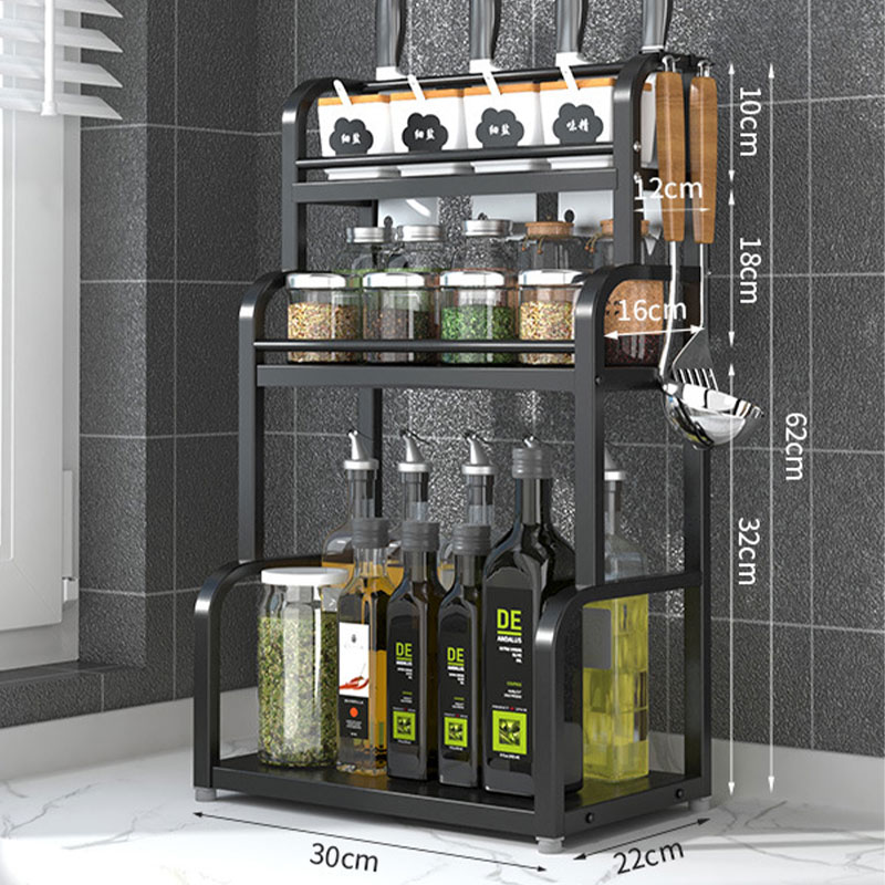 Kitchen seasoning rack shelf table multi-functional tool holder multi-layer seasoning oil, salt, sauce and vinegar bottles and cans storage rack