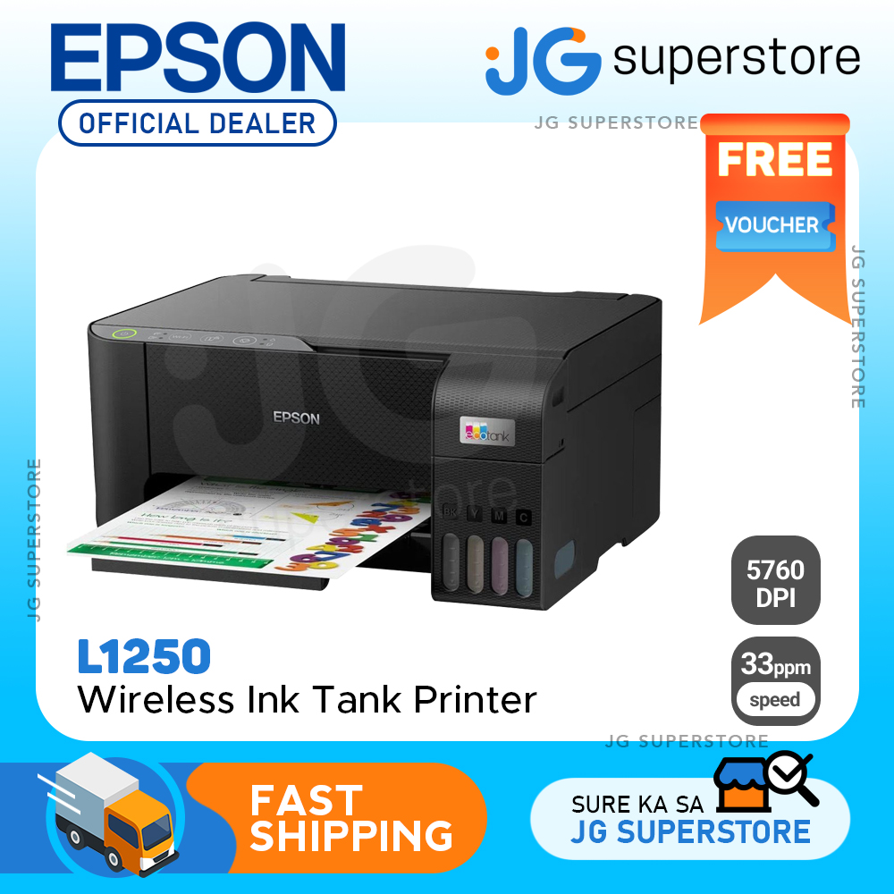 Epson Ecotank L1250 A4 Wi Fi Ink Tank Printer Wireless Heat Free With 5760 X 1440 Dpi 33ppm 8863
