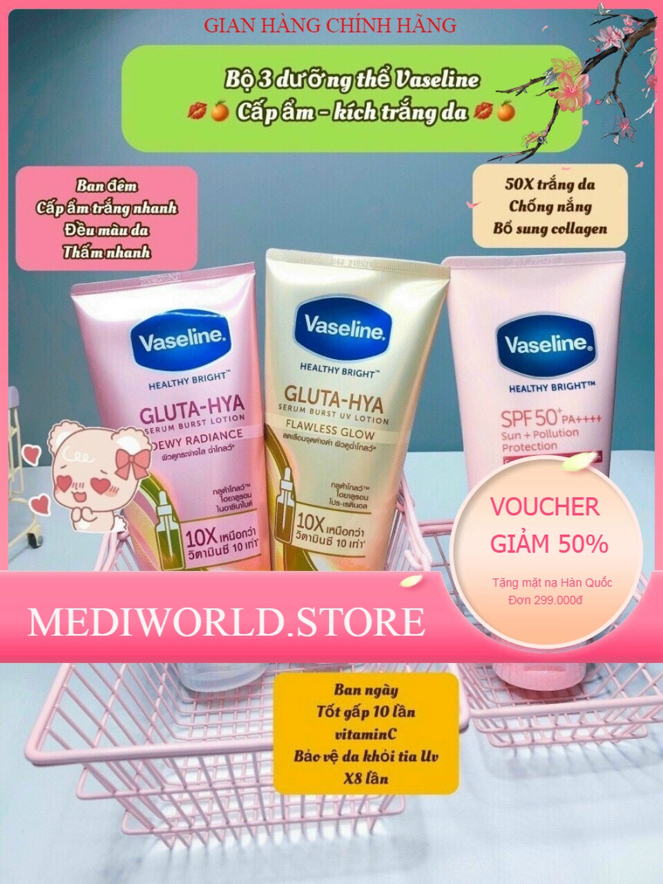 Dưỡng thể trắng da Vaseline 10x, 50x Thái Lan