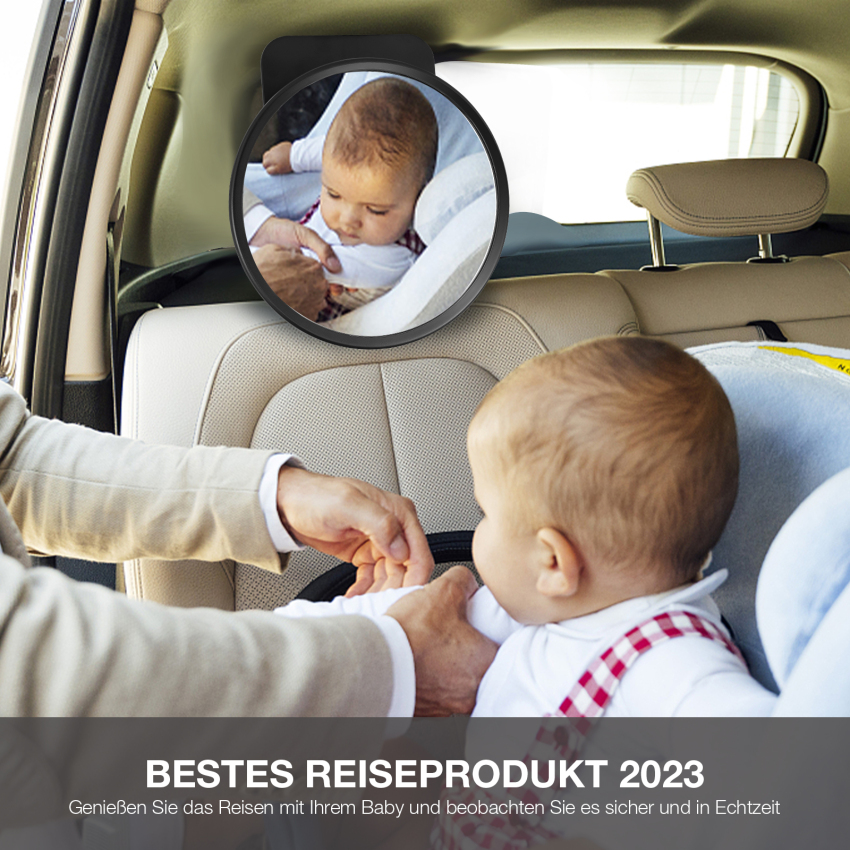 Ready to Use Babyspiegel für Kindersitz und Babyschale 360° schwenkbar aus  bruchsicherem Material optimaler Größe für Kinder Rücksitzspiegel