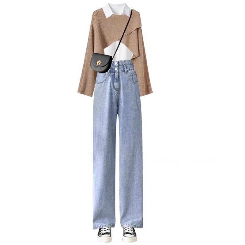 ⭐Set Baggy Ống Suông 2Nút + Set 2món sơ mi áo đắp chéo