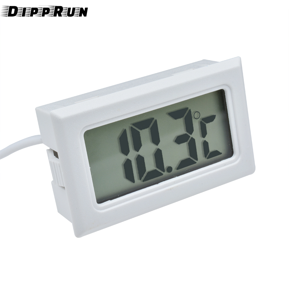 DIPPRUN FY-10 Embedded Digital Display Thermometer with 1M Wire Black Rectangular Thermometer Hygrometer Aquarium Temperature Humidity Meter