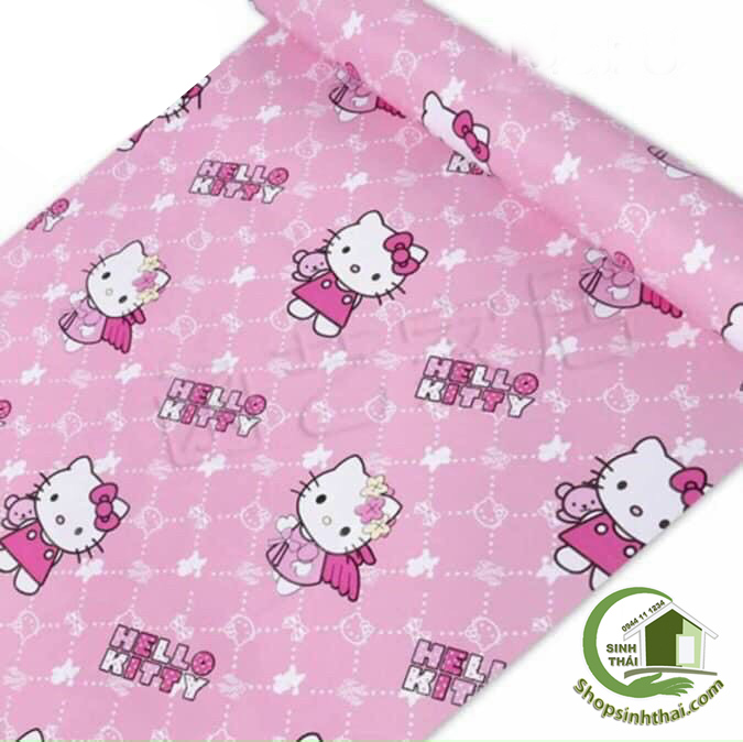 Cuộn giấy decal dán tường hello kitty màu hồng [ cuộn 10 mét x khổ 45cm ]