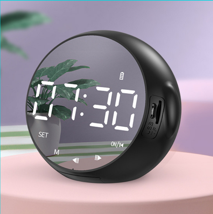 Loa Bluetooth Màn Hình Led Sama J11 - Loa Không Dây Hình Tròn Tích hợp Đồng Hồ - Báo Thức - Đài FM
