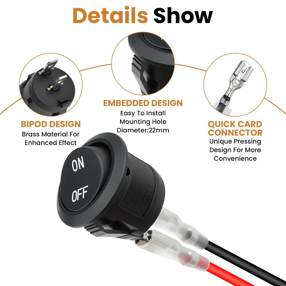 Switch Rocker Small Engine Small Rocker 2 Pin Round Rocker Switch Black ON-OFF Toggle Switch 2nd ...