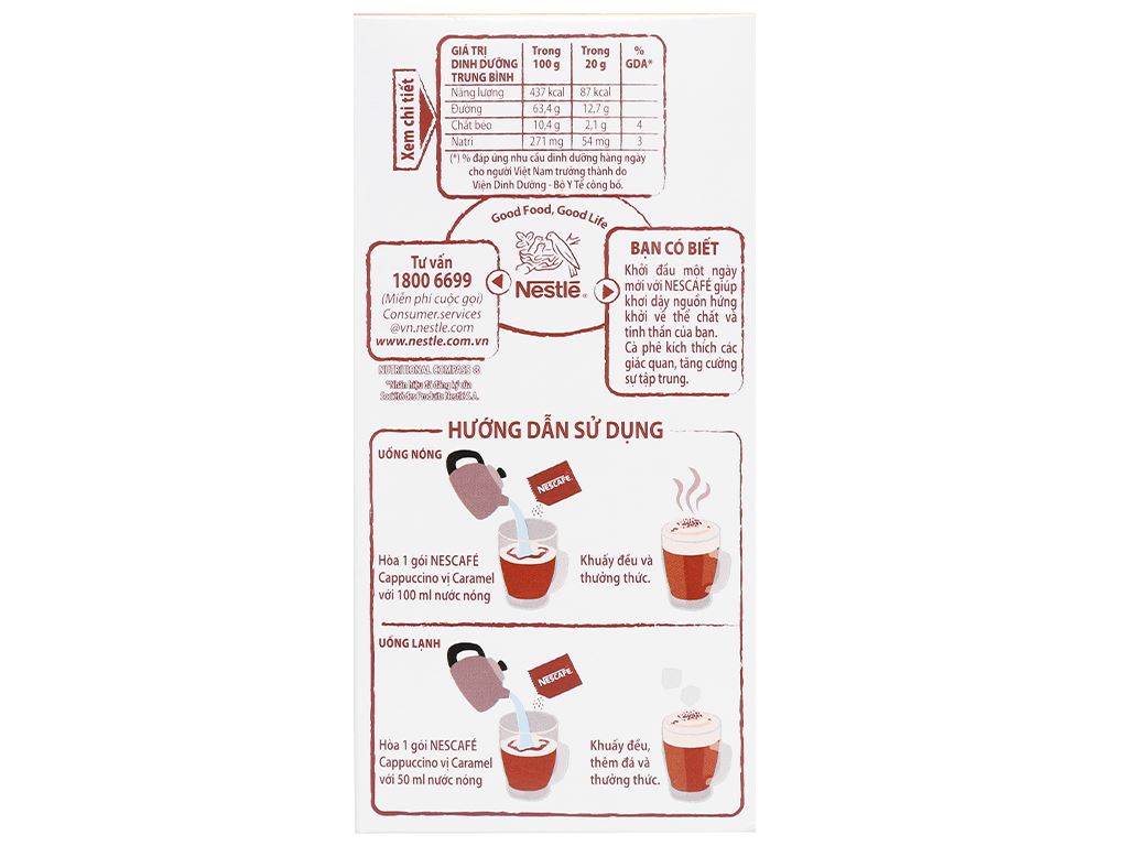 Cà phê Cappuccino NesCafé vị caramel 200g