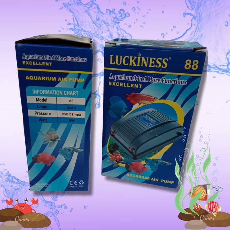 Air Pump Aerator udara Dua Lubang LUCKINESS 88 oksigen dua saluran