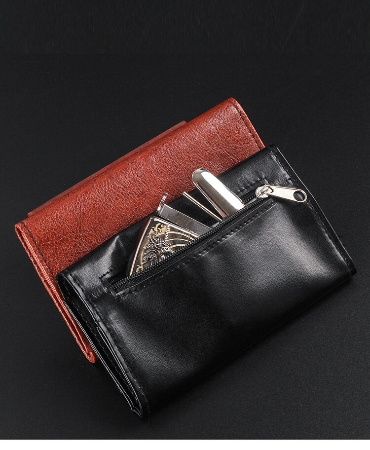 Tragbare Leder-Rauchertasche mit Reißverschluss und Schnalle, Aufbewahrungsetui für Zigarettenpapier und Raucherzubehör
_voghion.com