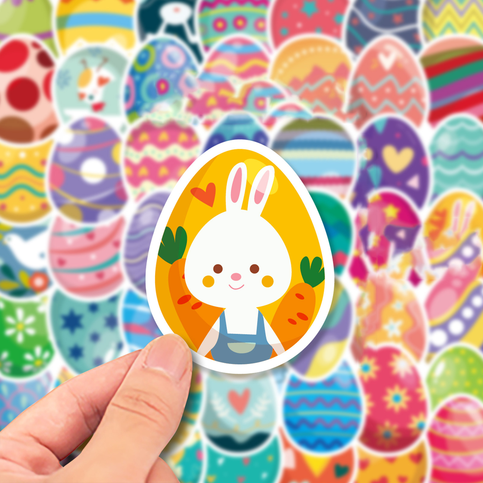 Waterproof Easter Stickers Easter Eggs Stickers Colorful Easter Egg Stickers Waterproof Decals for Water Bottles Laptops Skateboards Diy Festival Decoration
