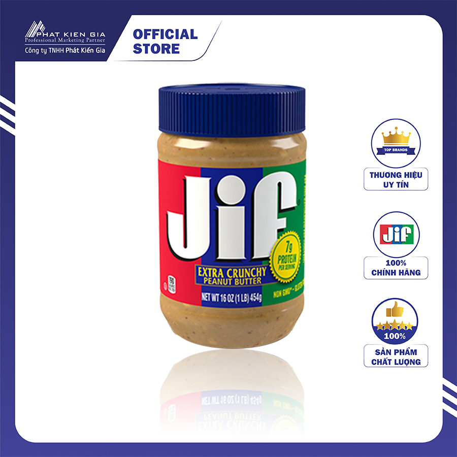 Bơ Đậu Phộng Hạt Jif 454g - Nhập Khẩu Mỹ | Jif Extra Crunchy Peanut Butter 454g