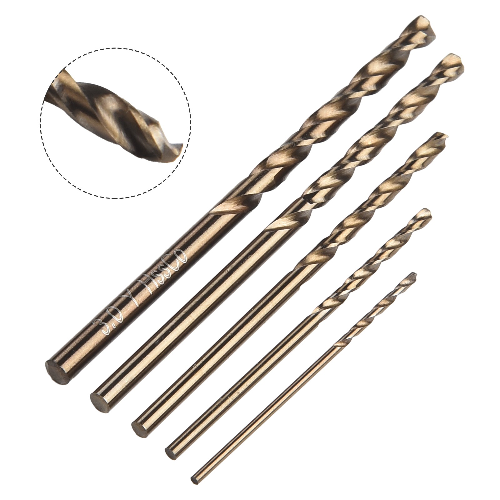 1-3mm Cobalt Drill Bit 5pcs Per Set Handheld High Quality 5pcs Per Set