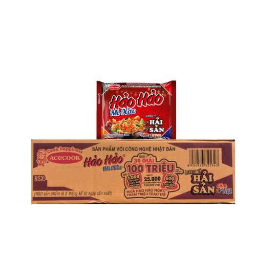 Thùng mì hảo hảo/ mì xào chua cay, hải sản 30 gói x 75gr