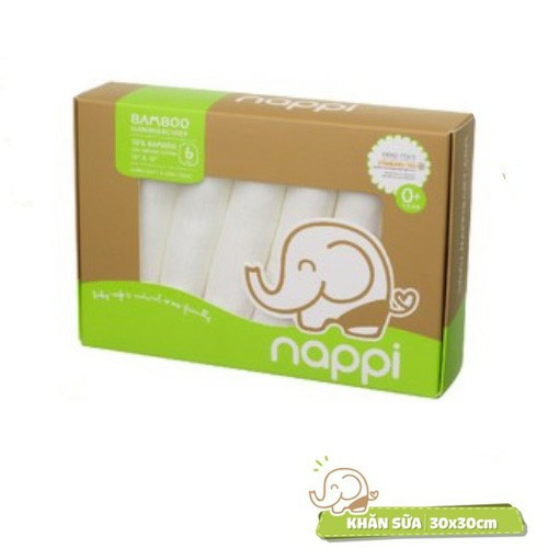 [Chính hãng]. Khăn sữa sợi tre Nappi (6 chiếc/ hộp)