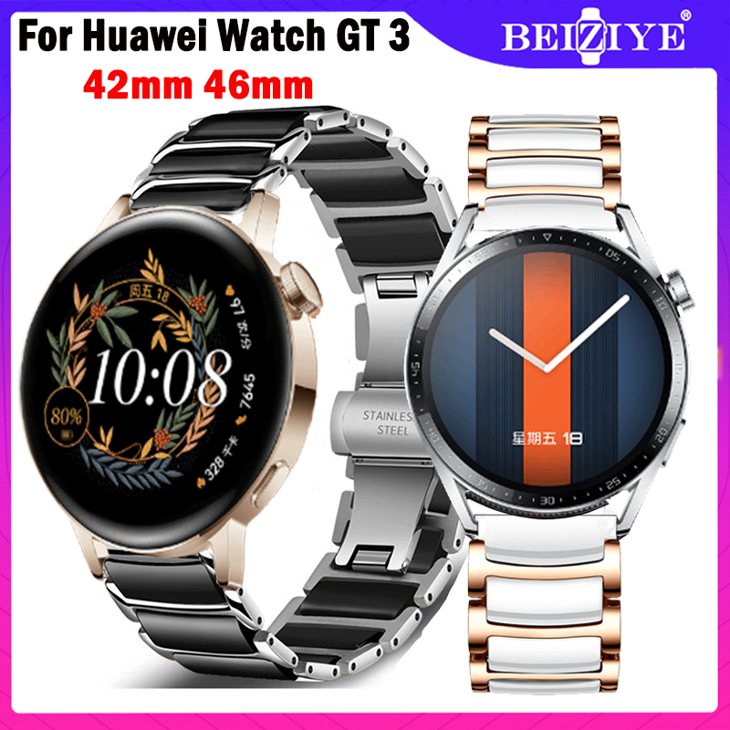 Cho Huawei Watch GT 3 42mm 46mm Dây đeo bằng gốm giữa dây đeo đồng hồ bằng thép không gỉ Huawei Watch GT 3