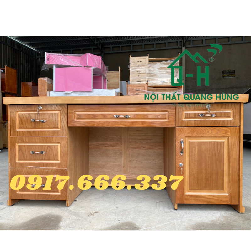 Bàn làm việc gỗ sồi nguyên khối giao hàng nhanh toàn quốc bàn làm việc gỗ sồi văn phòng