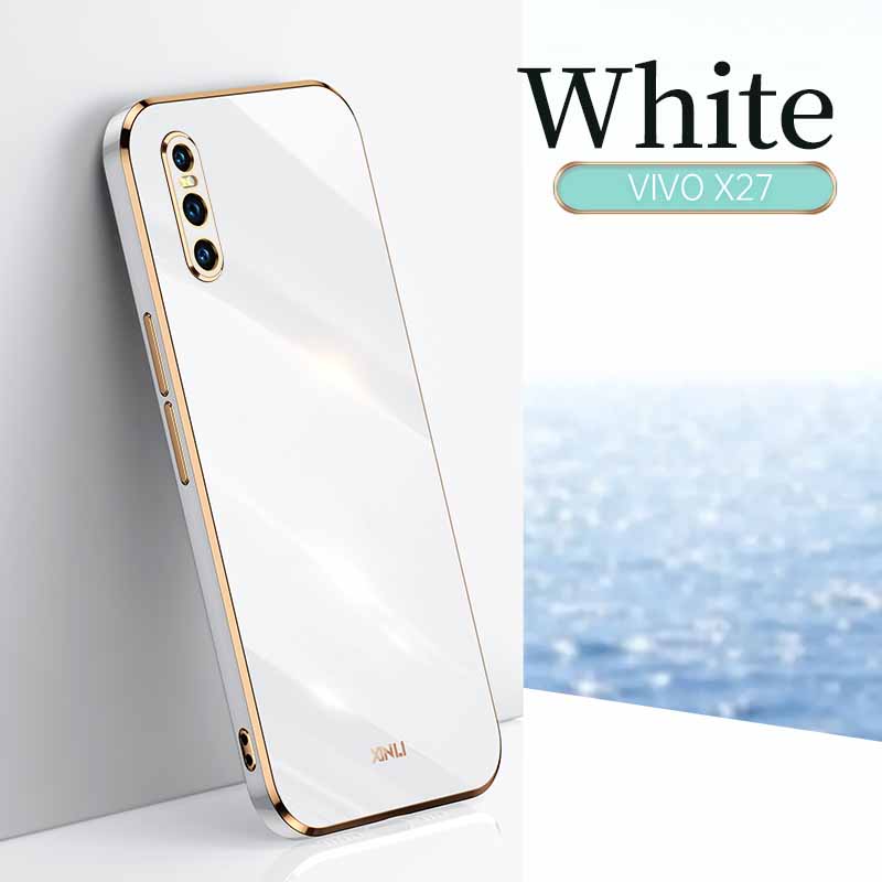 For Vivo X27 X27 Pro Phone Case,Porcelain Crystal 6D Straight Side Electroplating TPU Soft Shell Back Cover