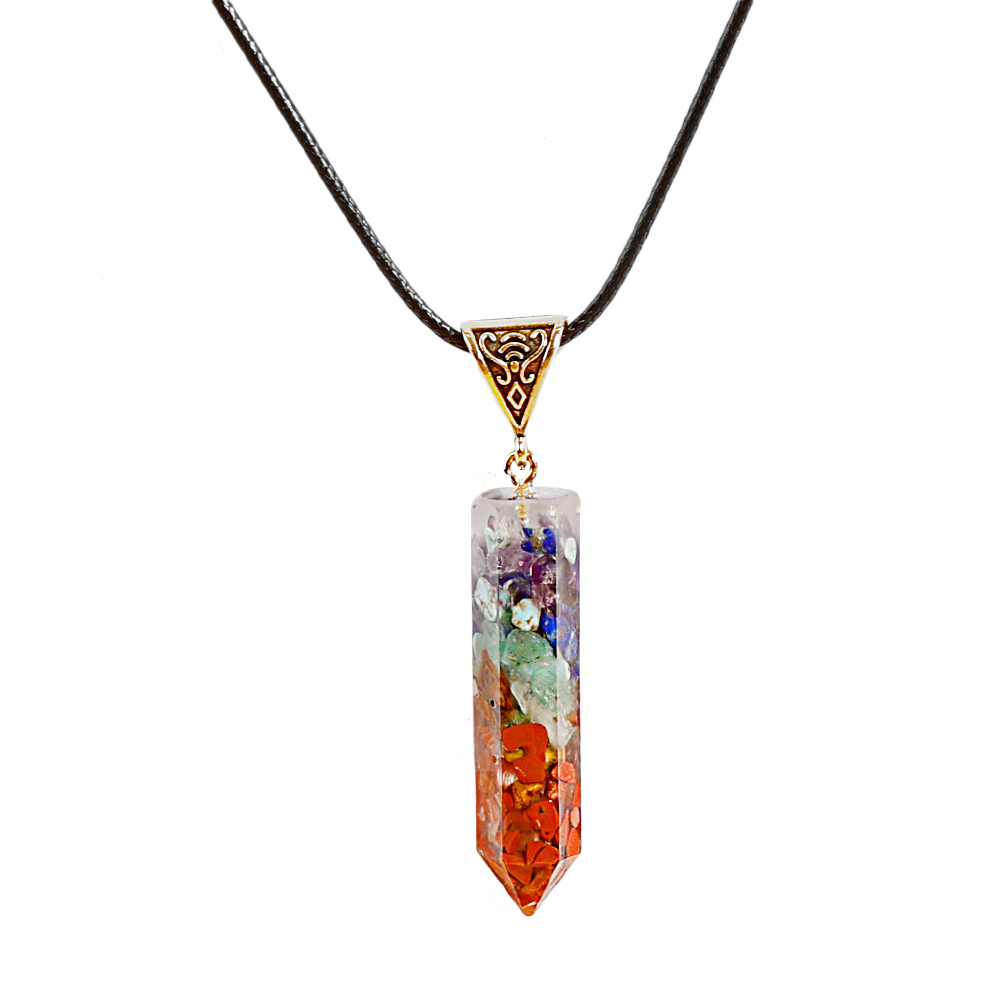 【PrettySet】1 Pcs Colorful Seven Chakra Hexagonal Stone Pendant Necklace Women Men Reiki Healing Natural Stones Necklaces Charm Jewelry Yoga Healthy