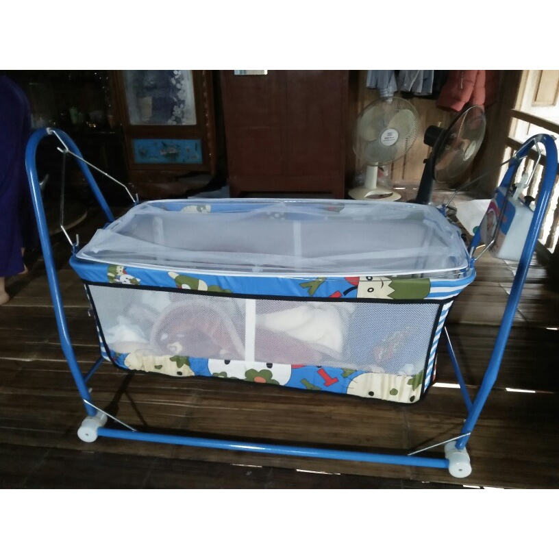 Nôi Điện Võng Xếp 2 Trong 1(Tặng Kèm Võng + Màn Chống Muỗi Cho Bé)