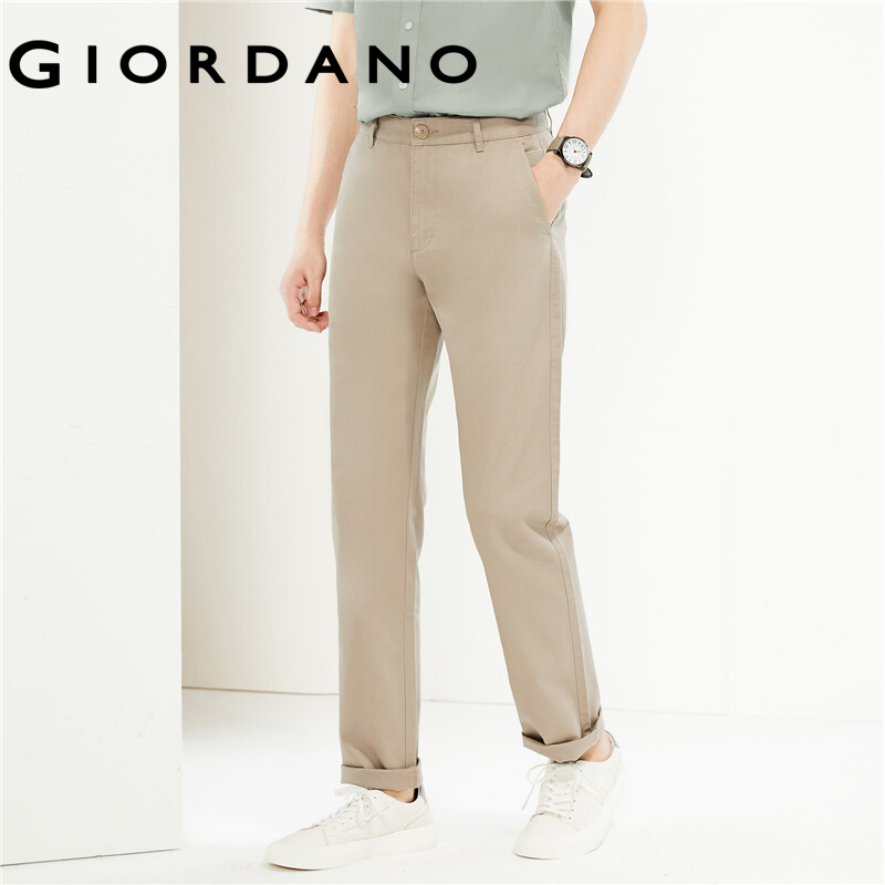 Giordano men pants contrasting seam 100% cotton pants quality ykk zip solid color simple basic fashion casual pants 01114060