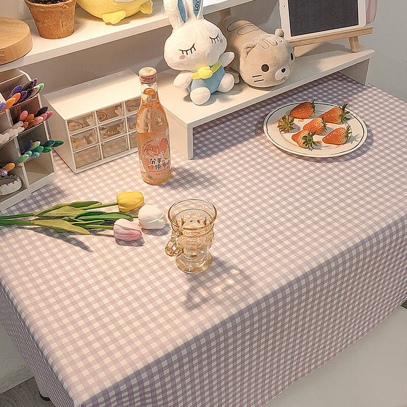 Lovehome Floral Plaid Tablecloth 2 4 6-Seater Rectangular Dining Table Cover Dustproof Desk Table Cloth