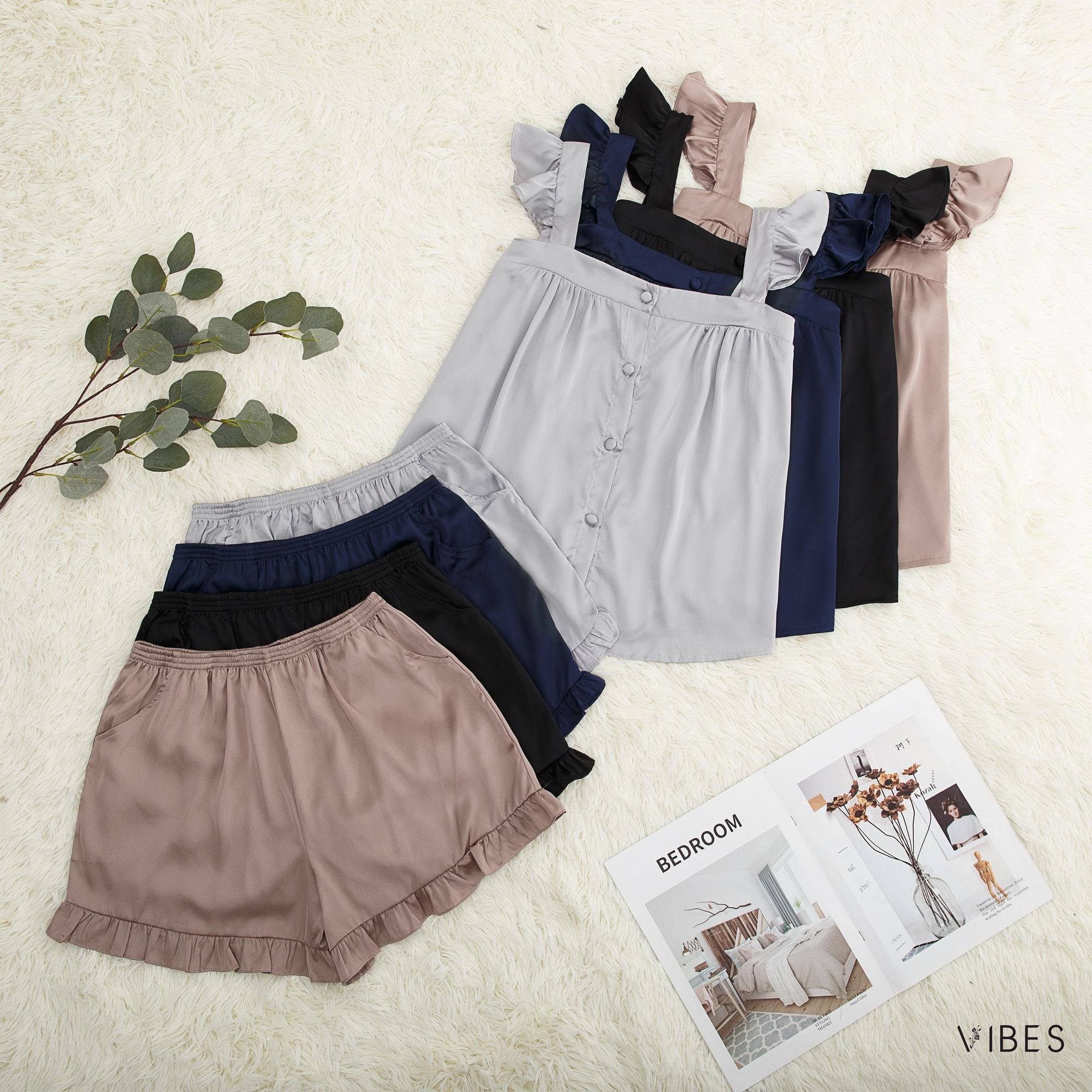 VIBES Đồ bộ 2 dây cánh tiên Lụa trơn cao cấp Straps Set