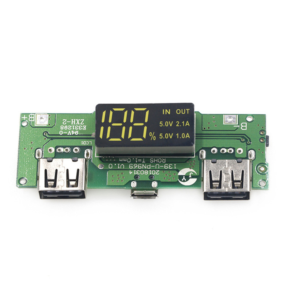 5V 2.4A Micro/Type-C USB Circuit Protection Dual USB LED Digital Screen 18650 Charging Battery Charger Board Lithium Battery Charger USB Charging