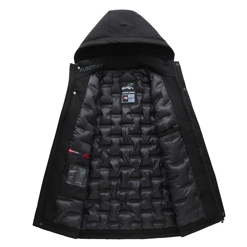 Winter mid length for middle-aged and elderly light business coat, thickened down jacket, high-quality men's cotton jacket DOWN JACKETS
