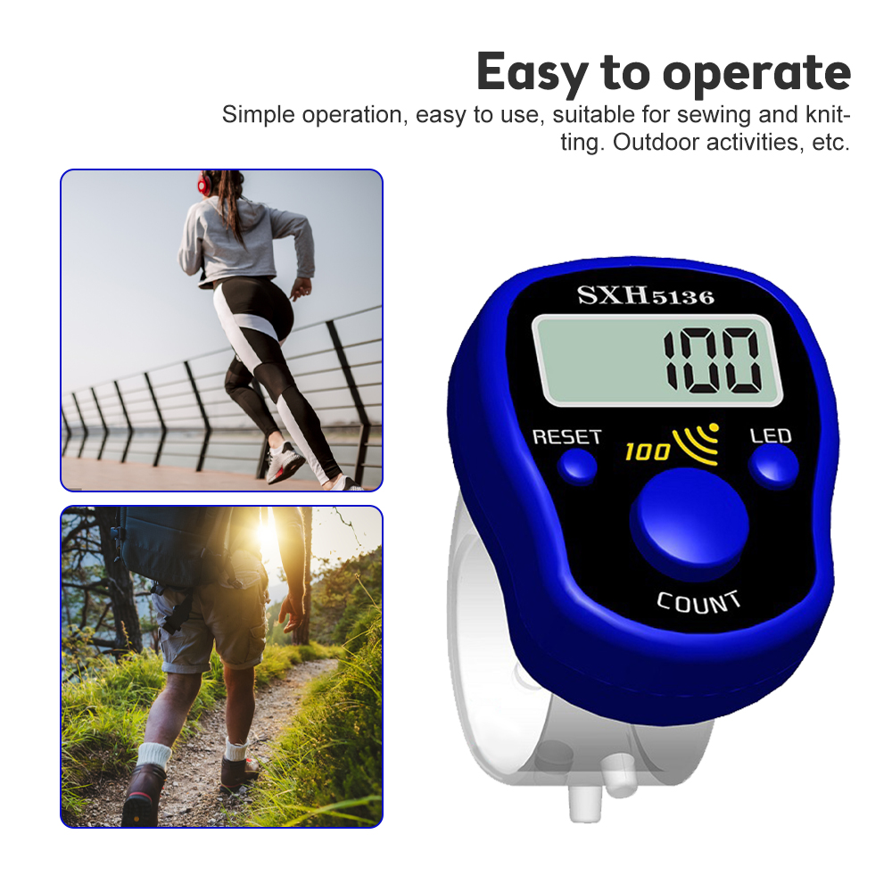 DIPPRUN Finger Counter SXH5136 Finger Ring Electronic Counter LED Nightlight Counter(Color Random)