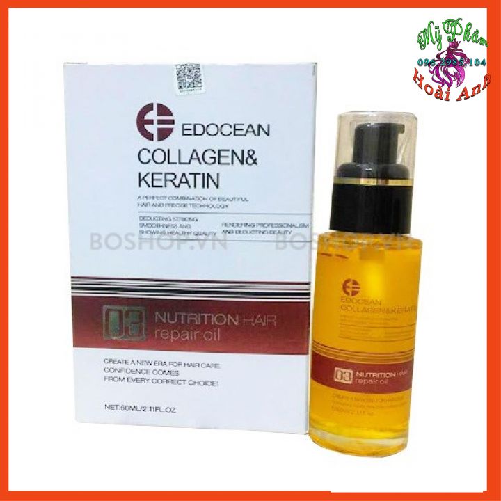 Tinh dầu dưỡng tóc edocean collagen keratin nutritione hair repair oil 60ml