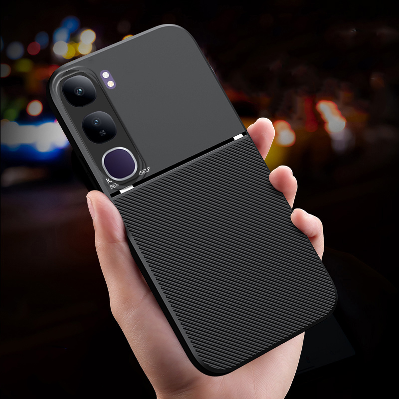 New Phone case Vivo V40 Lite Pro Back cover Rough Cross Patterned Magnetic Soft Silicone Leather For Vivo V40 Pro V40 Lite case.