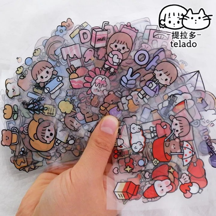 Sticker 2D dán bình nước 1 miếng gồm 7-10 hình