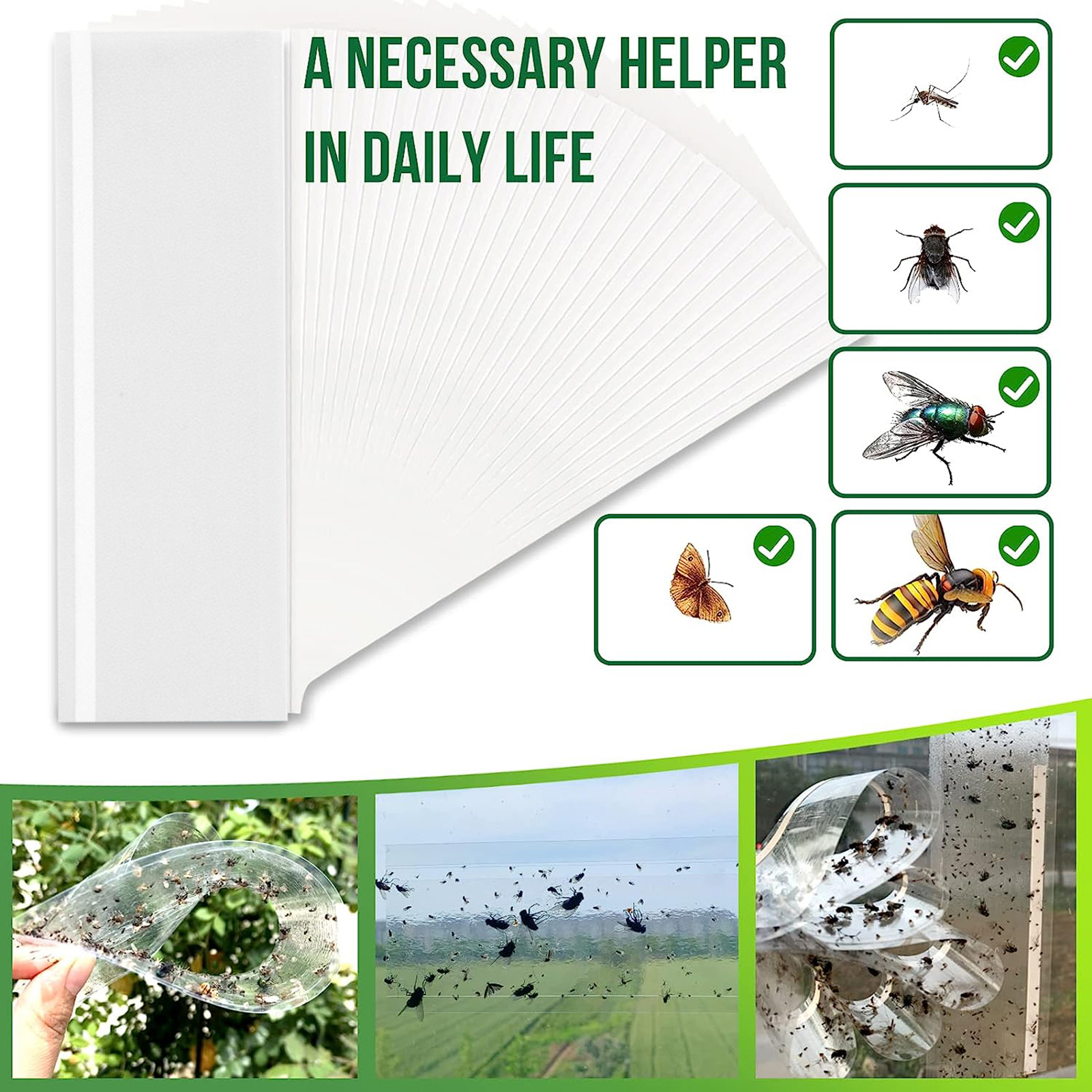 Effective Fly Paper Traps Transparent Fly Stickers Effective Fruit Fly Traps Catch Flies with Strong Adhesive Pest Glue Traps for Indoors Window Sticky Paper