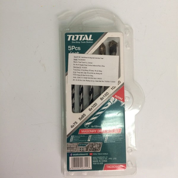 Bộ 5 mũi khoan bê tông TOTAL TACSD5055