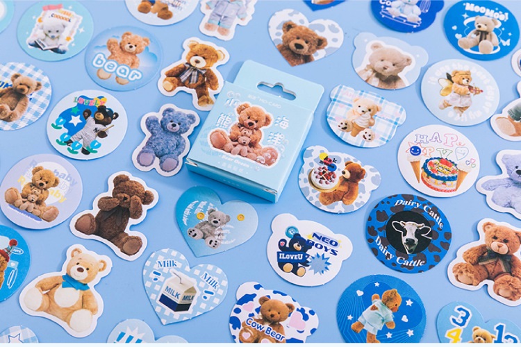 Hộp 45 stickers hình gấu nhiều mẫu