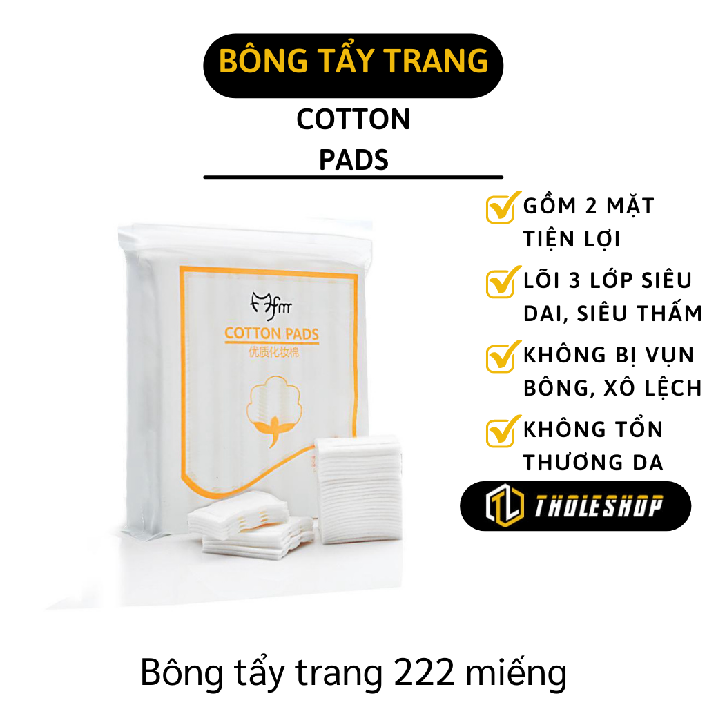 Bông tẩy trang - Bông tẩy trang 222 miếng không gây kích ứng da Cotton Pads - Bông trang điểm 3 lớp