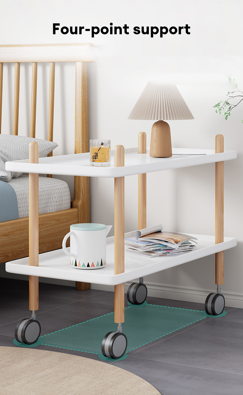 Danish small cart mobile sofa side bedside coffee table small table, bedside table simple mini solid wood side corner table