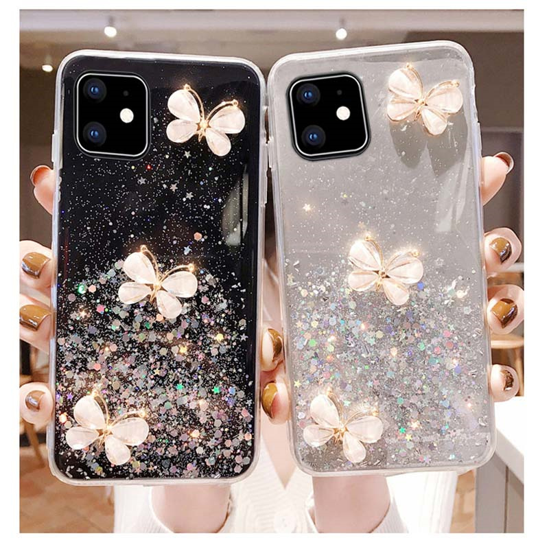 New Phone case Redmi 14C Back cover Sparkling Star Moon Soft Silicone Transparent Butterfly Pattern Anti Drop for Xiaomi Redmi 14C case. 