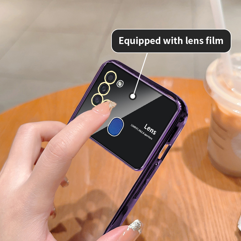 Clear Plating Phone Case For Samsung Galaxy A21S Case SamsungA21S Transparent Shockproof With Camera Protection Soft Cover