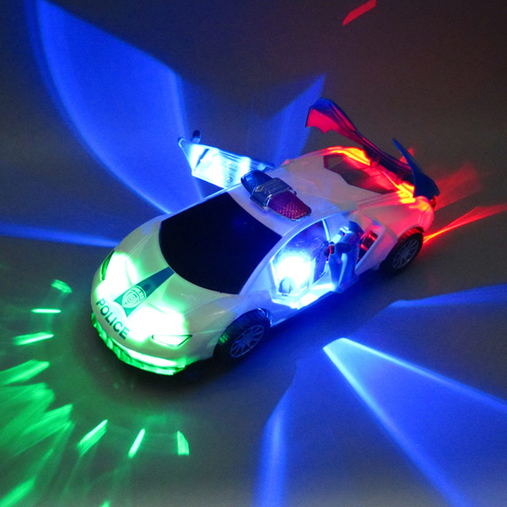 1Pc Electric 360 Rotation Police Car Vehicle with LED Music Education Kids Toy Gift