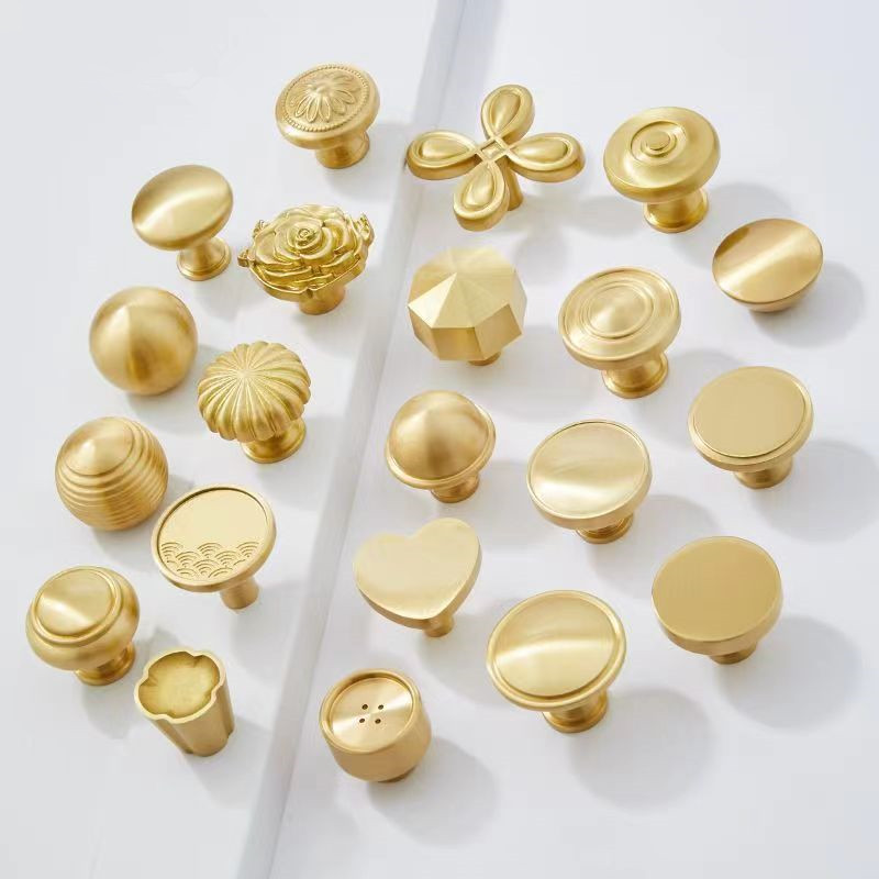Solid Brass Furniture Handle Door Knobs Gold Single Hole Handles For ...