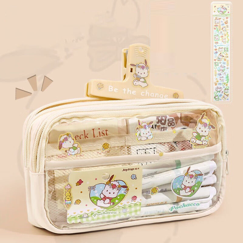 Pencil case High appearance level pencil case Transparent large capacity stationery case Girl children elementary school pencil case