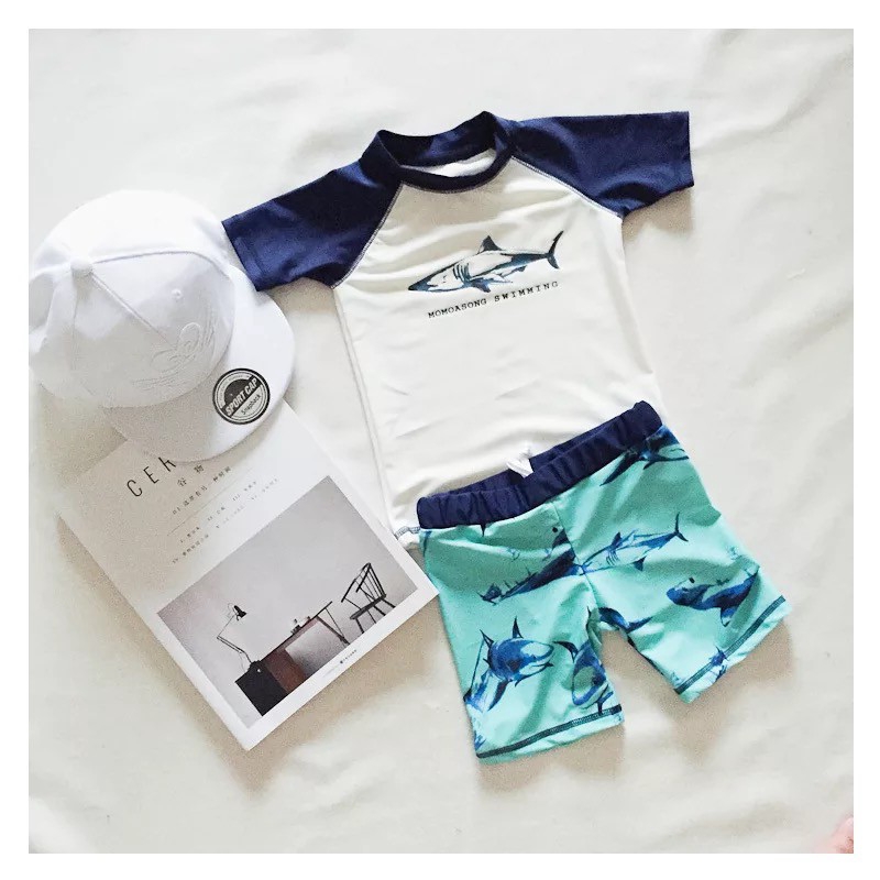 Fashionfox bé thiết kế cá mập trẻ em bé trai trang phục bơi S 3 cái bộ +